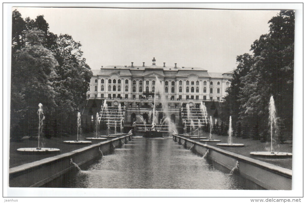 Grand Palace and Grand Cascade - Petrodvorets - 1977 - Russia USSR - unused - JH Postcards