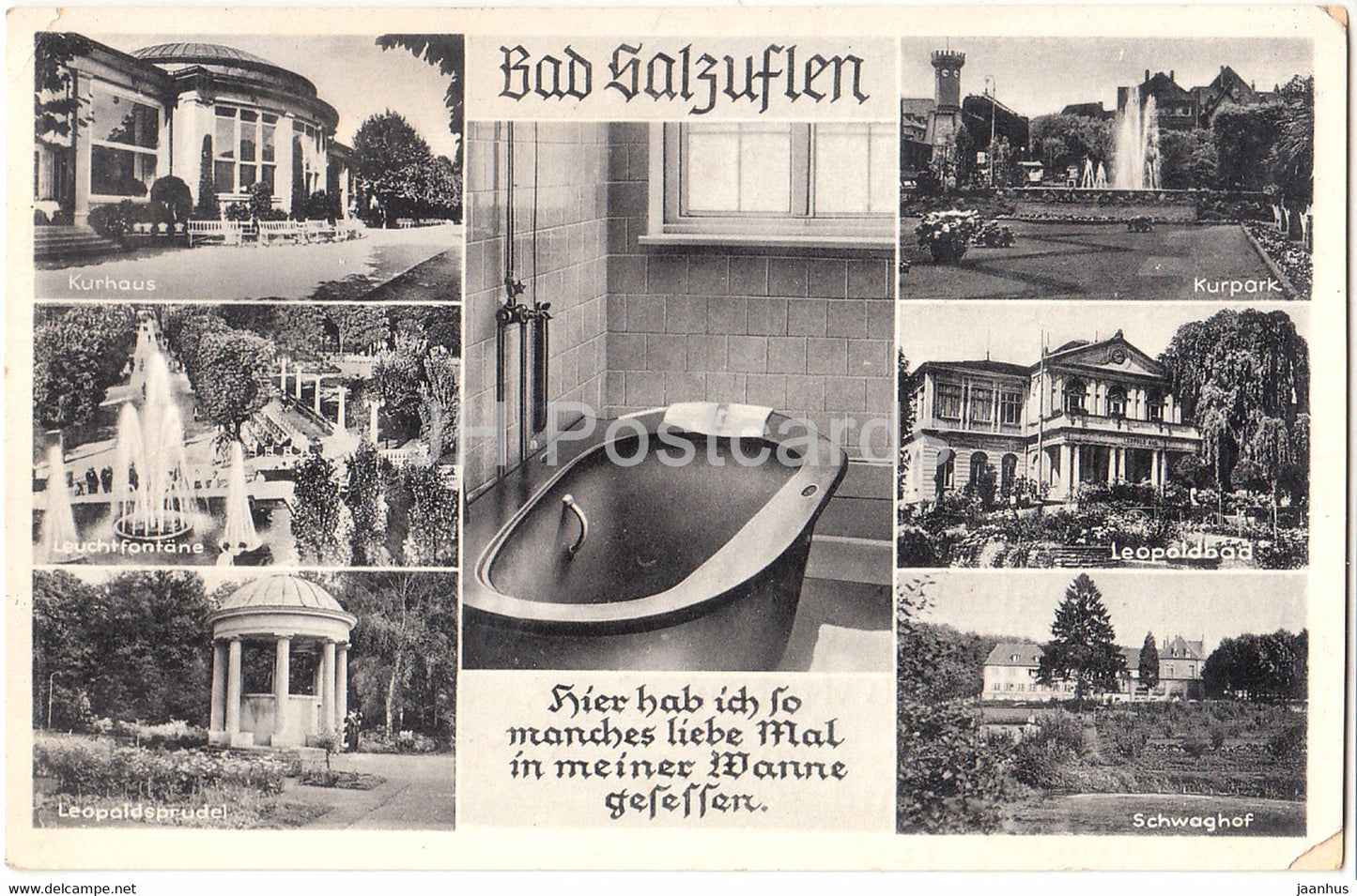 Bad Salzuflen - Kurhaus - Kurpark - Leuchtfontane - Leopoldsprudel - Schwaghow - old postcard - 1958 - Germany - used - JH Postcards
