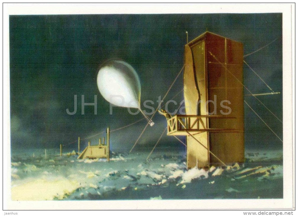 illustration by V. Viktorov - Upper Atmosphere Research - Antarctic - 1976 - Russia USSR - unused - JH Postcards