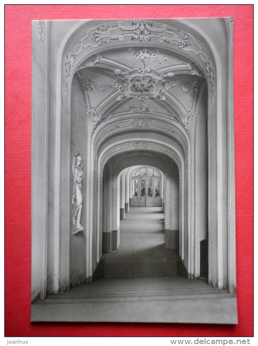 main staircase in the west wing - Heidecksburg Castle - old postcard - Germany DDR - unused - JH Postcards