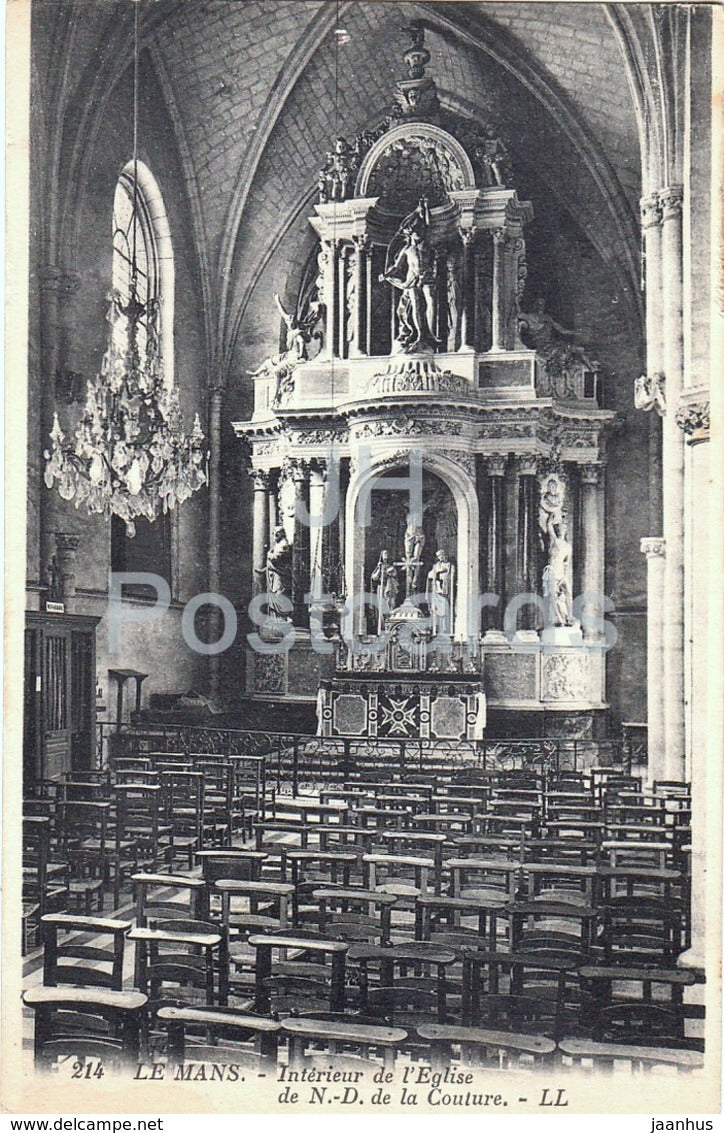 Le Mans - Interieur de l'Eglise de N D de la Couture - church - 214 - old postcard - France - unused - JH Postcards