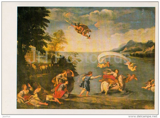 painting by Francesco Albani - The Rape of Europa - Italian art - Lithuania USSR - 1982 - unused - JH Postcards