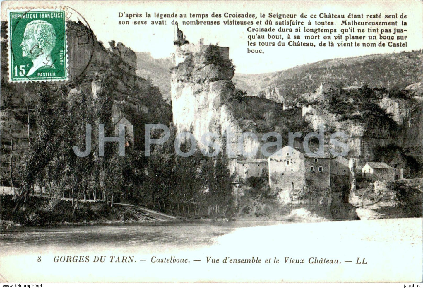 Gorges du Tarn - Castelbouc - Vue d'ensemble et le Vieux Chateau - 8 - old postcard - 1925 - France - used - JH Postcards