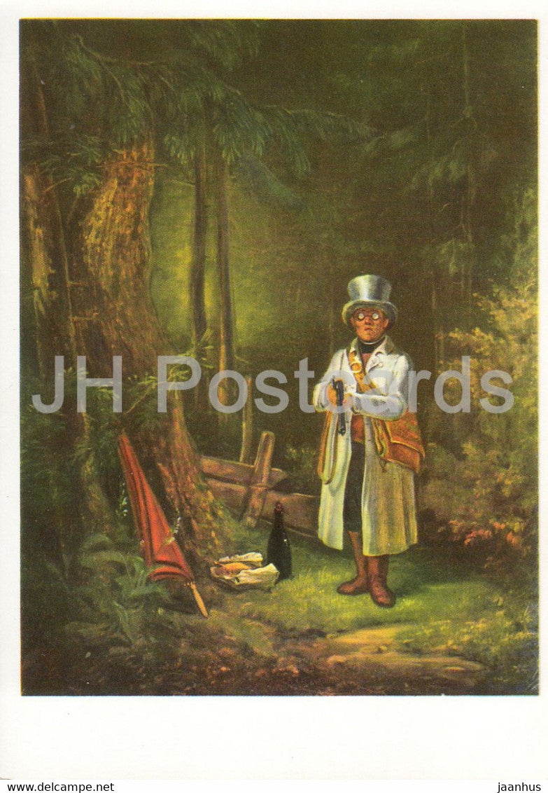 painting by Carl Spitzweg - Der Sonntagsjager - 1611 - German art - Germany DDR - unused - JH Postcards