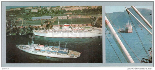 port - passenger ship - Vladivostok - 1977 - Russia USSR - unused - JH Postcards