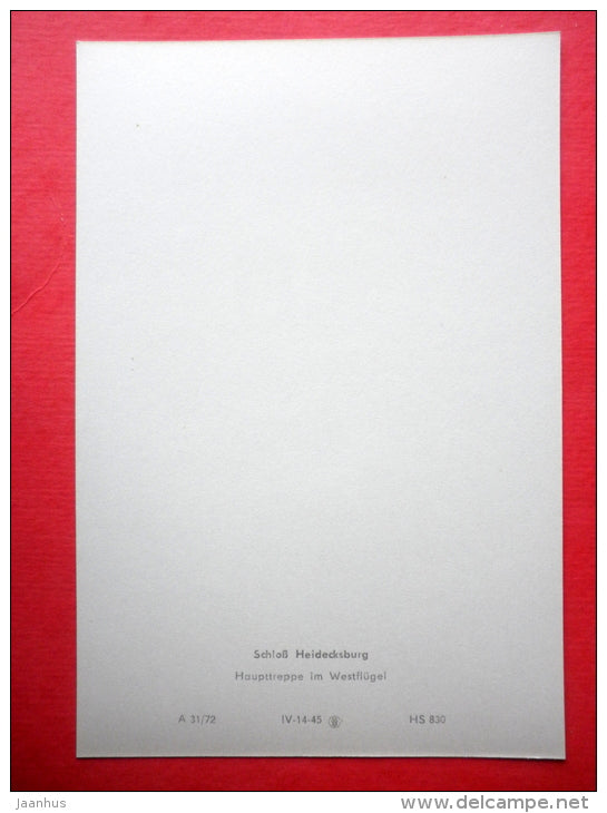 main staircase in the west wing - Heidecksburg Castle - old postcard - Germany DDR - unused - JH Postcards