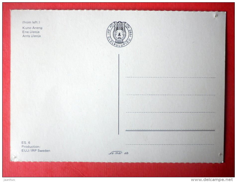 Kuno Areng - Ene Üleoja - Ants Üleoja - conductor - XXI Estonian Song Festival 1990 - Tallinn - üldlaulupidu - unused - JH Postcards