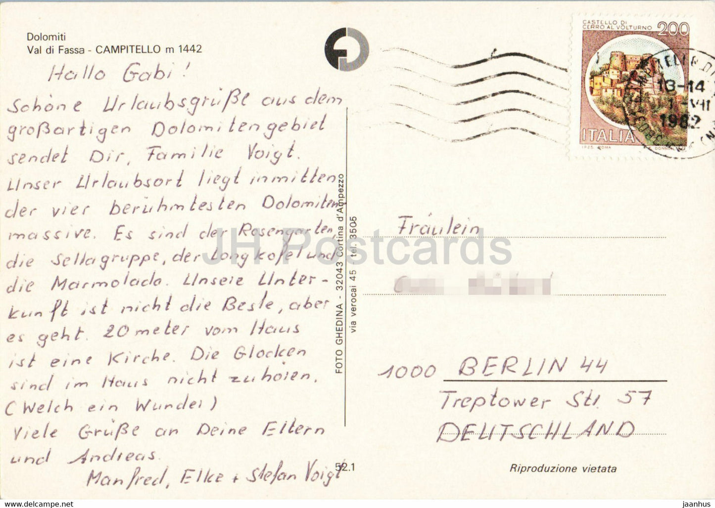 Val di Fassa - Dolomiti - Campitello 1442 m - car - 1982 - Italy - used