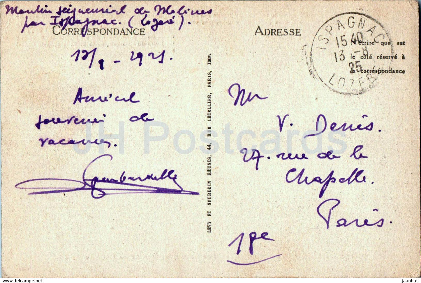 Gorges du Tarn - Castelbouc - Vue d'ensemble et le Vieux Château - 8 - carte postale ancienne - 1925 - France - occasion 