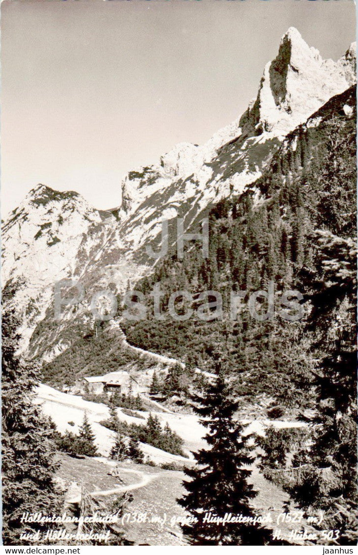 Hollentalangerhutte gegen Hupfleitenjoch - old postcard - Germany - unused - JH Postcards