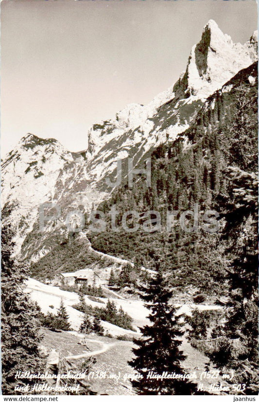 Hollentalangerhutte gegen Hupfleitenjoch - old postcard - Germany - unused - JH Postcards