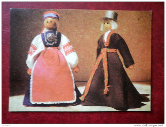 People in Folk Costumes - Setu and Pärnu-Jaagupi - dolls by R. Leht - Juvenile Artists - 1970 - Estonia USSR - unused - JH Postcards