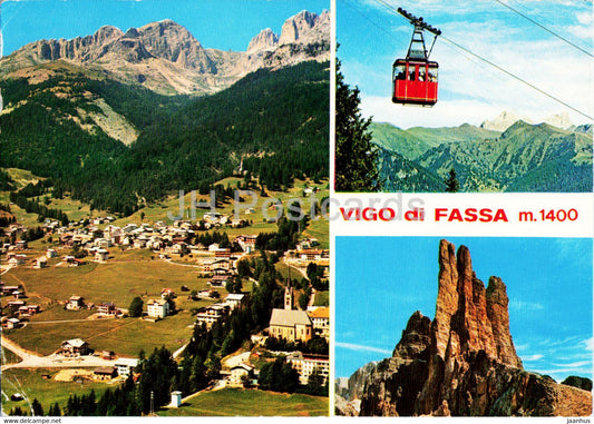 Vigo di Fassa 1400 m - cable car - Italy - unused - JH Postcards