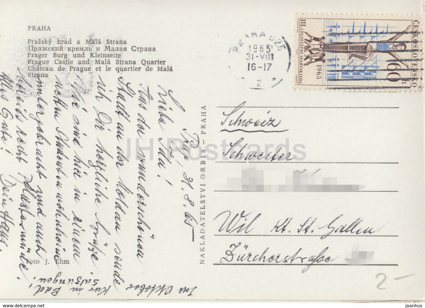Praha - Prague - Prague Castle and Mala Strana Quarter - 1965 - Czech Republic - Czechoslovakia - used
