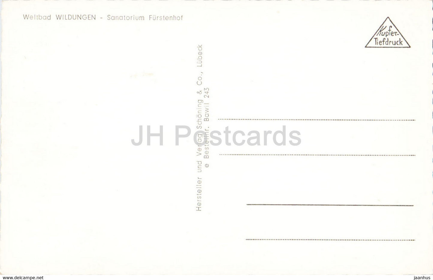 Weltbad Wildungen - Sanatorium Furstenhof - old postcard - Germany - unused