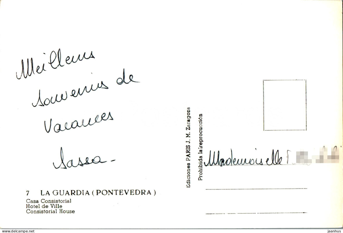 La Guardia - Pontevedra - Casa Consistorial - Hôtel de Ville - Maison Consistoriale - carte postale ancienne - 7 - Espagne - utilisé 