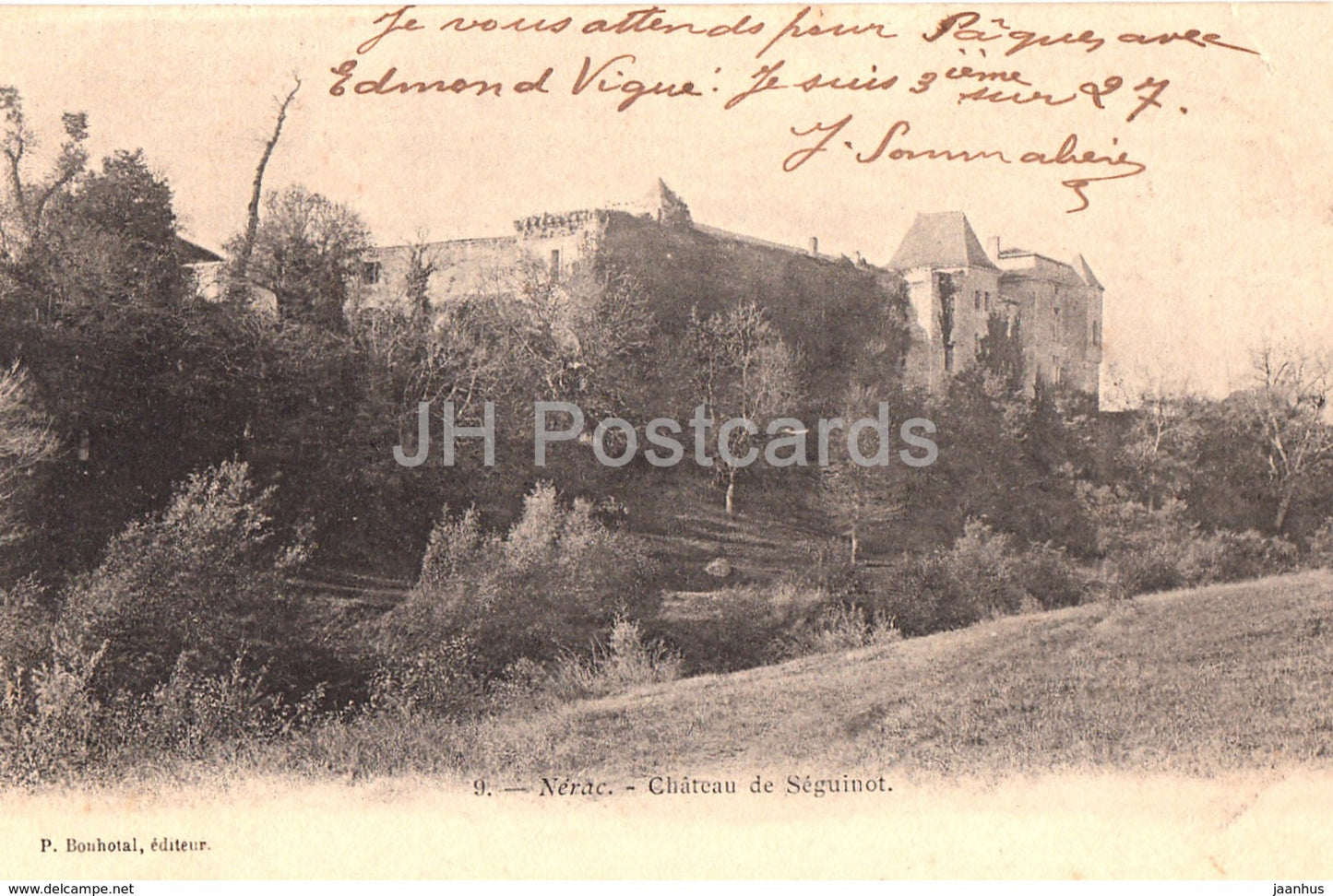 Nerac - Chateau de Seguinot - castle - old postcard - 1904 - France - used