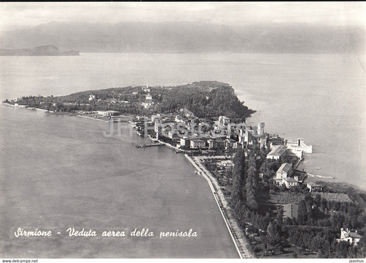 Sirmione - Veduta aerea della penisola - Aerial view of the peninsula - old postcard - 1959 - Italy - used - JH Postcards