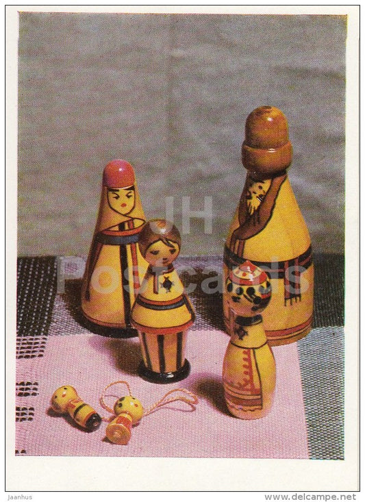 Figurines by A. Eyfeykhina - Chuvashian Wooden Souvenirs , 1966 - Chuvashian art - 1967 - Russia USSR - unused - JH Postcards