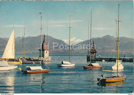 Morges - Le vieux Port et le Mont Blanc - sailing boat - MR 9 - 1974 - Switzerland - used - JH Postcards