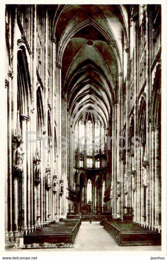 Koln a Rh - Cologne - Dom - Inneres - cathedral - old postcard - Germany - unused - JH Postcards