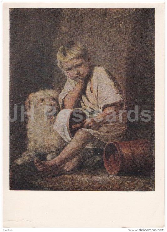 painting by A. Venetsianov - Boy and Dog - Russian art - 1958 - Russia USSR - unused - JH Postcards
