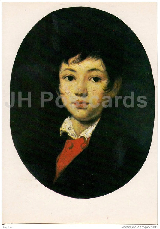 painting by O. Kiprensky - Portrait of Alexandre Tchelischev , 1809 , boy - Russian Art - 1985 - Russia USSR - unused - JH Postcards
