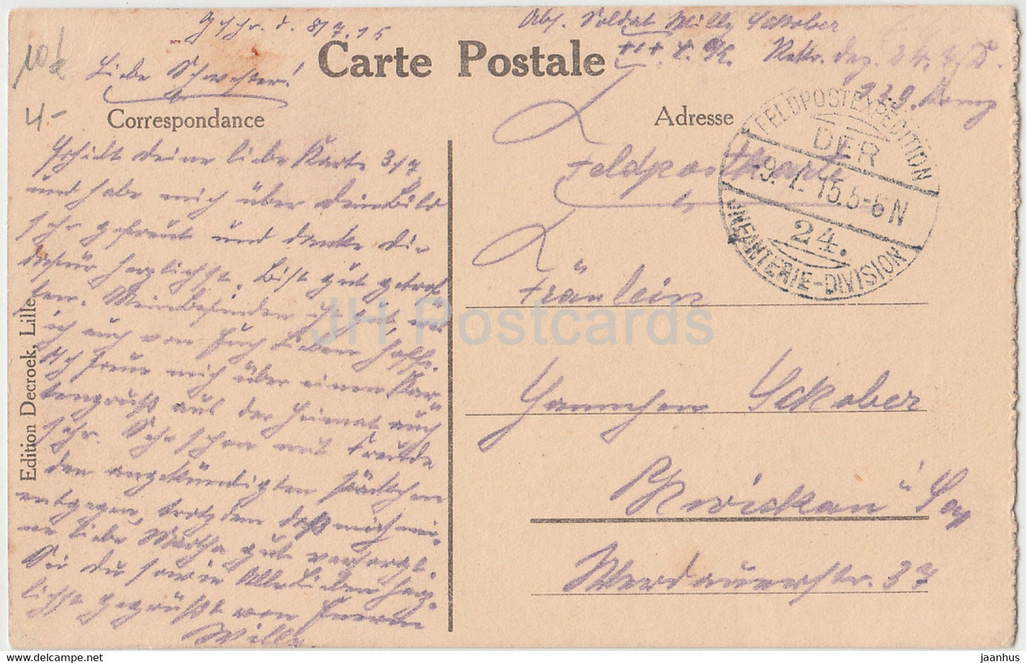 Lille - Eglise du Sacre Coeur - church - 24 Infanterie Division - Feldpost - old postcard - 1915 - France - used