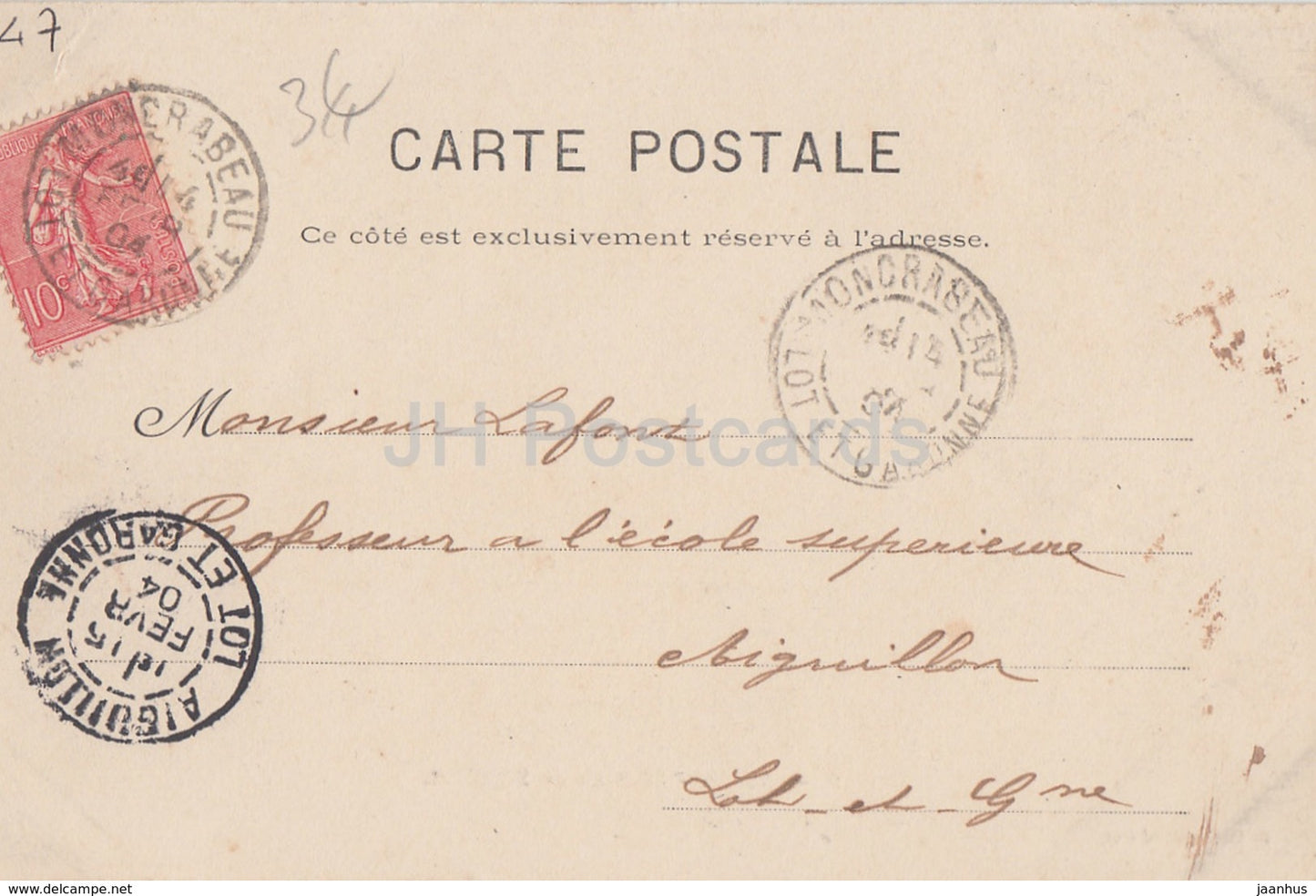 Nerac - Chateau de Seguinot - castle - old postcard - 1904 - France - used