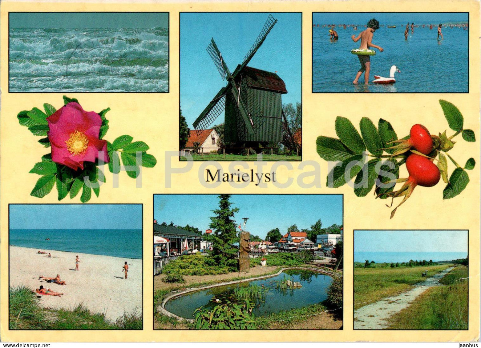 Marielyst - windmill - beach - multiview - MA 15 - 1 - 1994 - Denmark - used - JH Postcards