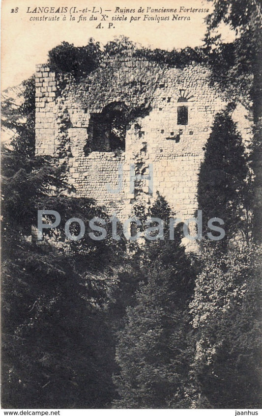 Langeais - Ruines de l'ancienne Forteresse - castle ruins - 28 - old postcard - France - used