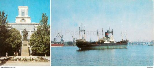 Kherson - Herson - College of Mechanical Engineering of Ship - monument to Ushakov - 1985 - Ukraine USSR - unused - JH Postcards