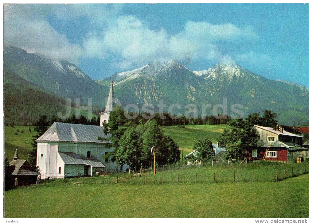 Zdiar - village under the Belianske Tatra - church - Czechoslovakia - Slovakia - used 1971 - JH Postcards