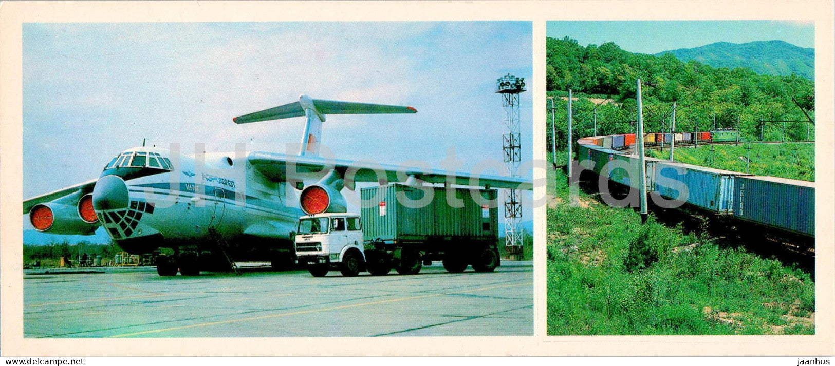 Vostochny Port (Eastern Port) - airplane Il-76T - truck - train - 1982 - Russia USSR - unused