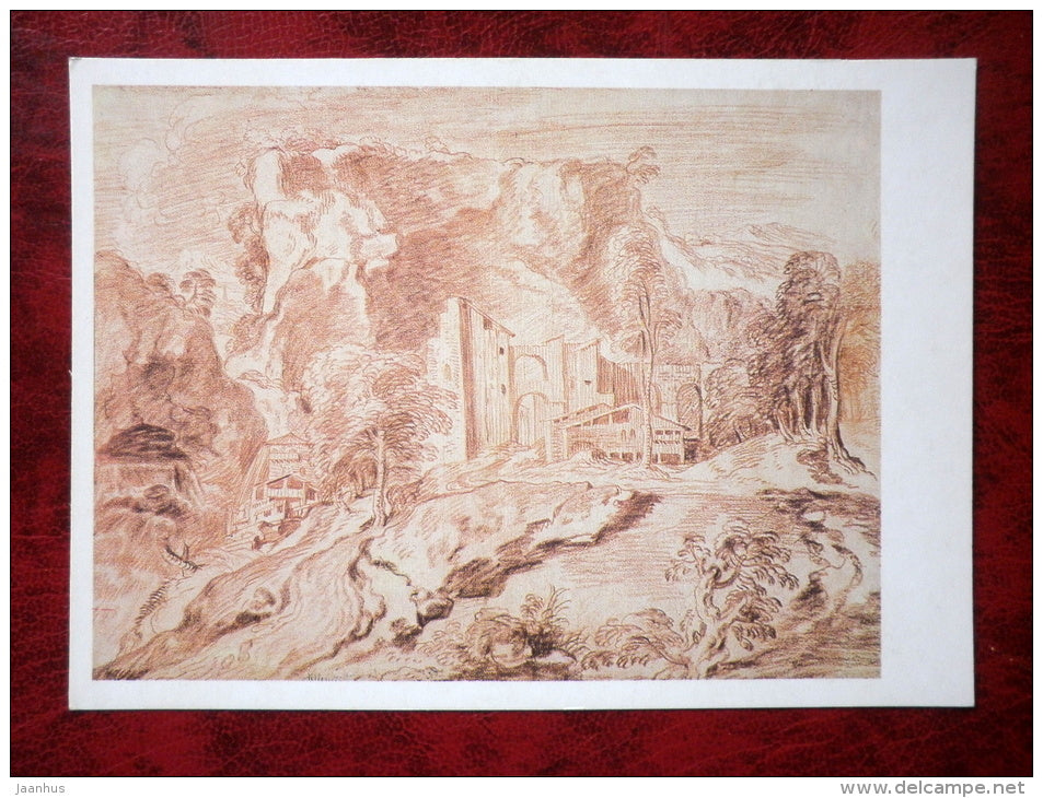 Drawing by Hubert Robert - A view in Tivoli - french art - unused - JH Postcards