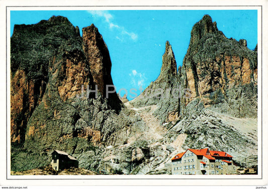 Dolomiti del Catinaccio - Rifugio Vaiolet - Rif Preus - Emma e Torri Winkler - 1992 - Italy - used - JH Postcards