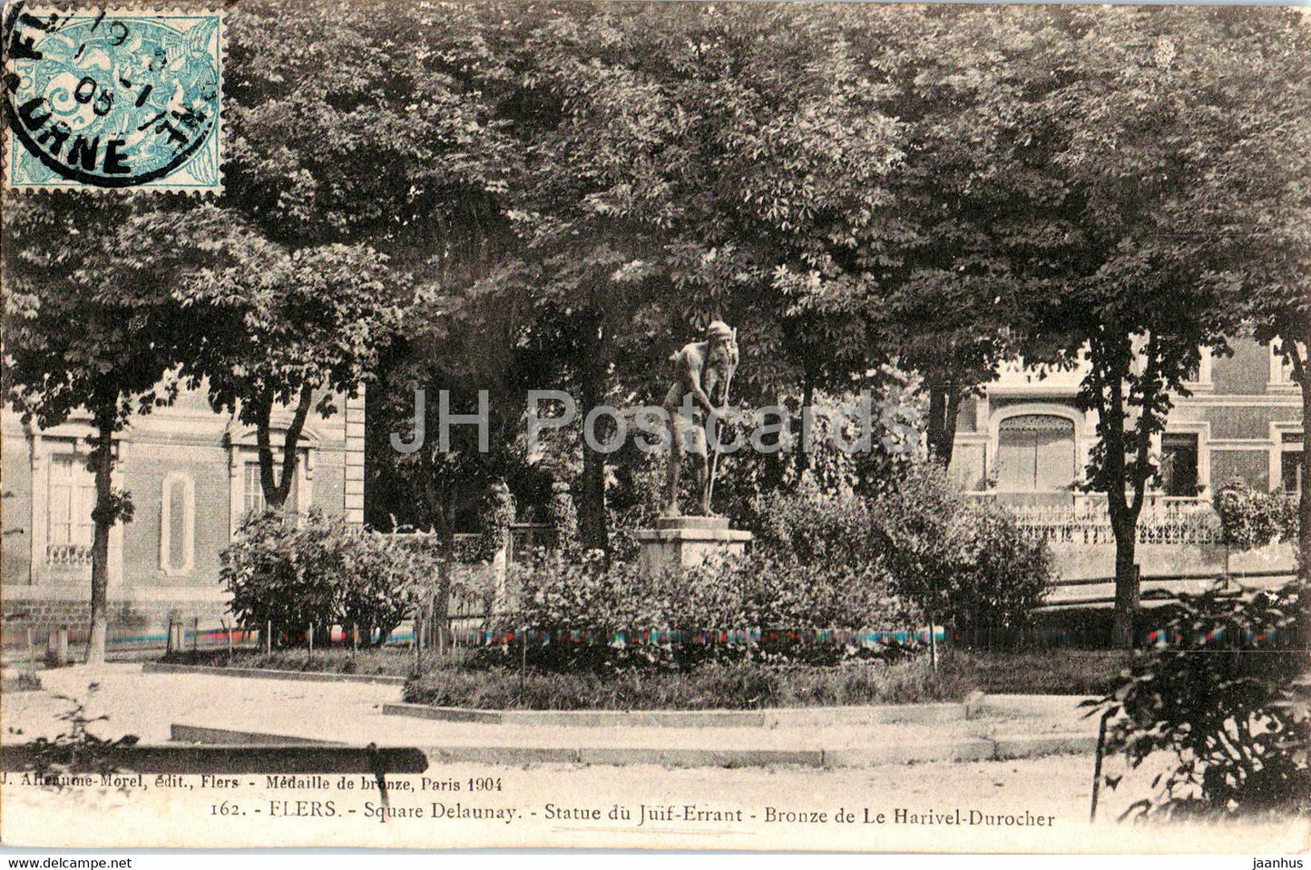 Flers - Square Delaunay - Statue du Juif Errant - Bronze de Le Harivel Durocher - old postcard - France - used - JH Postcards