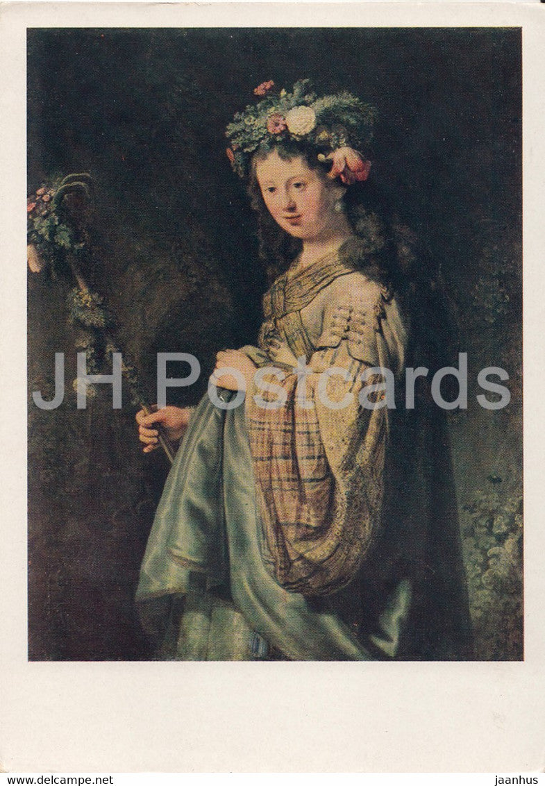painting by Rembrandt - Flora - Dutch art - 1963 - Russia USSR - unused - JH Postcards