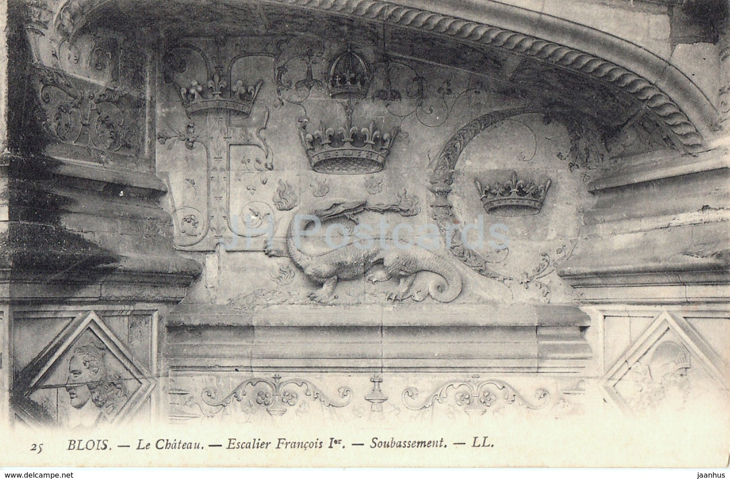 Blois - Le Chateau - Escalier Francois Ier - Soubassement - castle - 25 - old postcard - France - unused