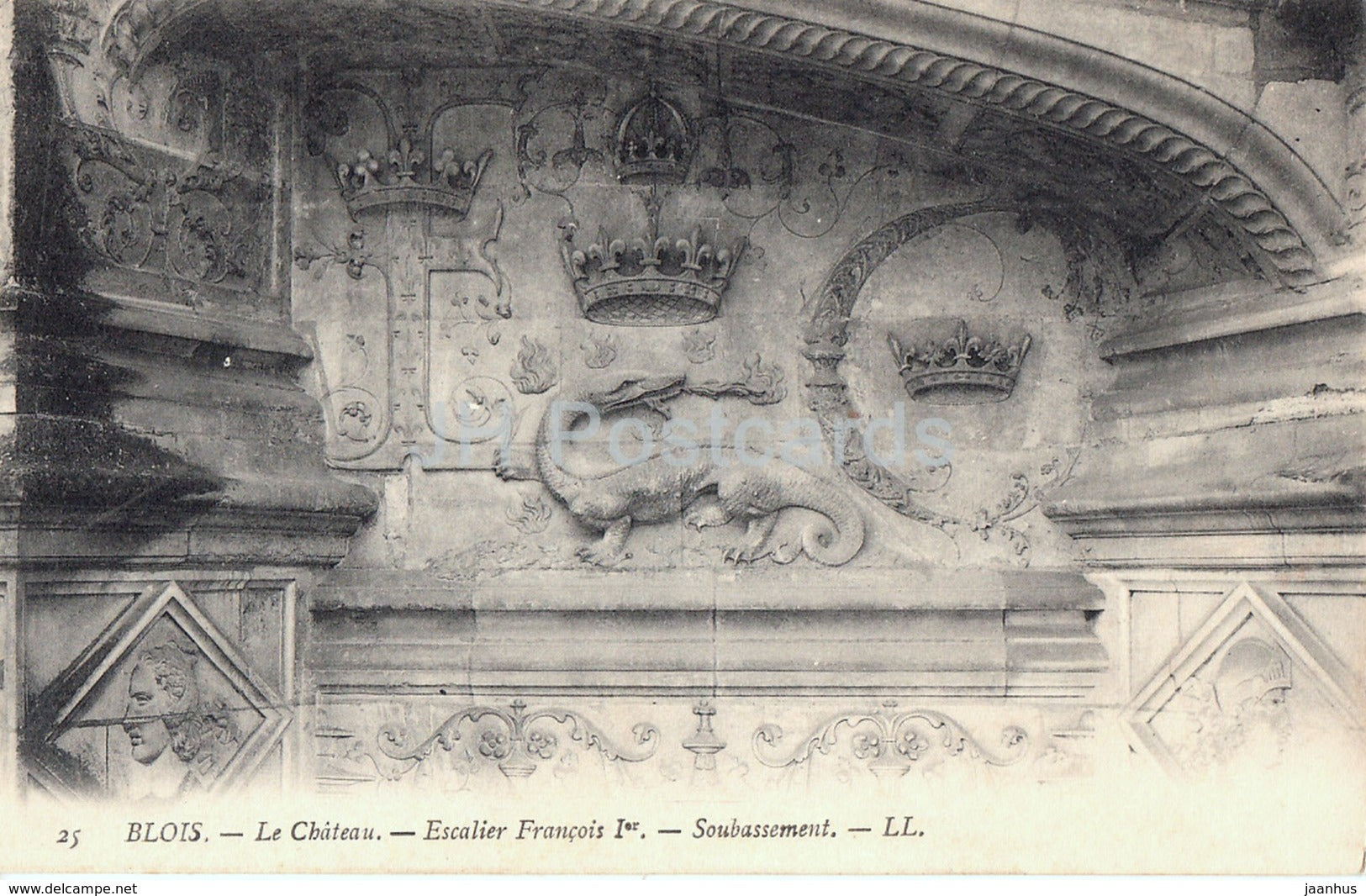 Blois - Le Chateau - Escalier Francois Ier - Soubassement - castle - 25 - old postcard - France - unused