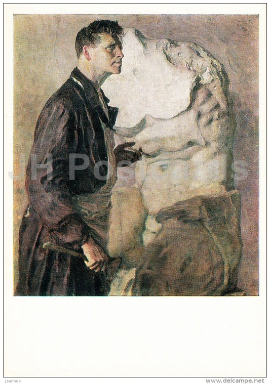 painting by M. Nesterov - portrait of a Russian sculptor I. Shadr , 1934 - Russian art - 1978 - Russia USSR - unused - JH Postcards