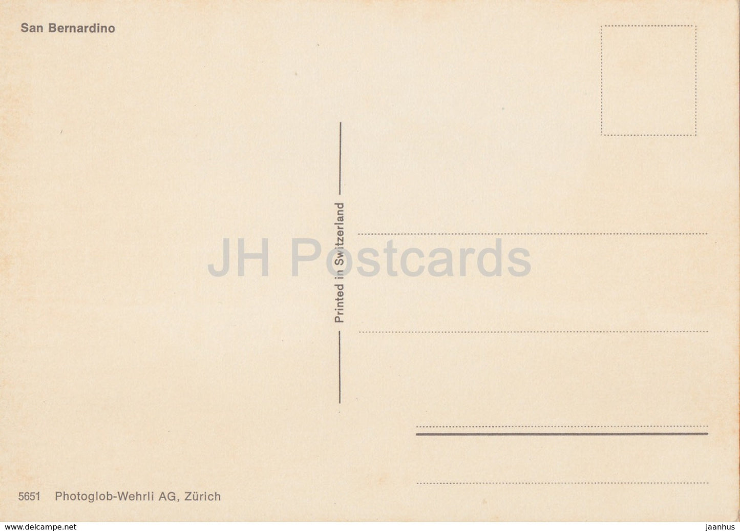 San Bernardino - 5651 - Suisse - inutilisé