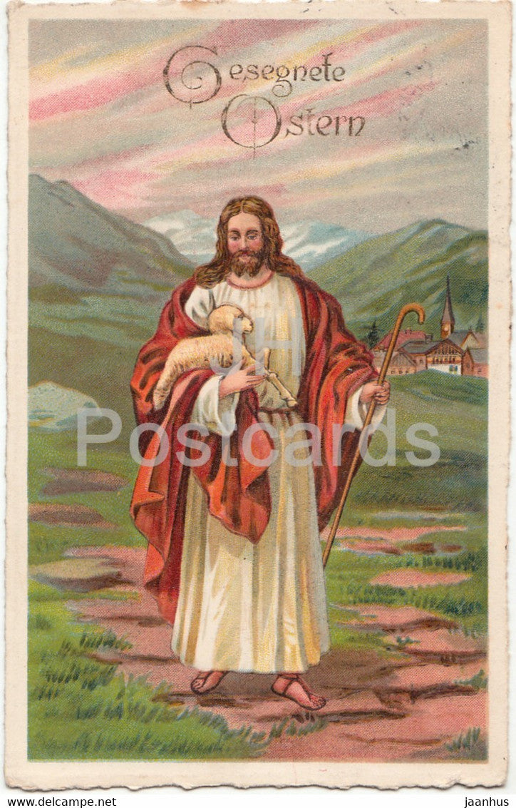 Christmas Greeting Card - Gesegnete Ostern - Jesus - Erika Nr 6076 - old postcard - 1927 - Austria - used - JH Postcards
