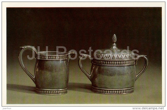 Sugar-Basin and Cream-Jug - silver - The Faberge Jewellery - 1987 - Russia USSR - unused - JH Postcards