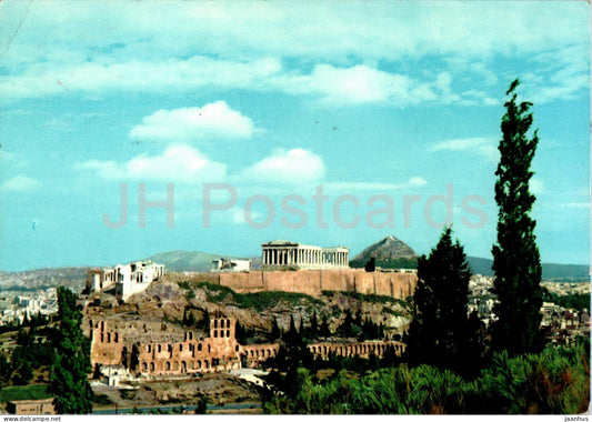 Athens - The Acropolis as seen from Philopappe - ancient world - 1961 - Greece - used - JH Postcards