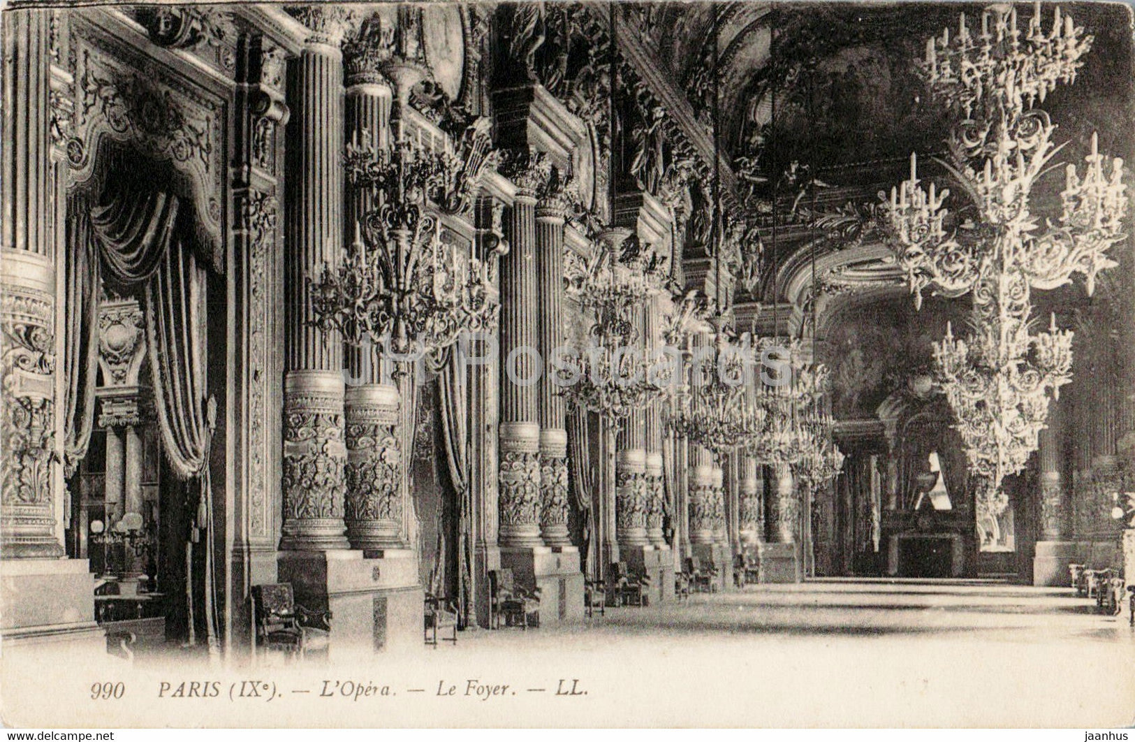 Paris - L'Opera - Le Foyer - theatre - 990 - old postcard - 1913 - France - used - JH Postcards
