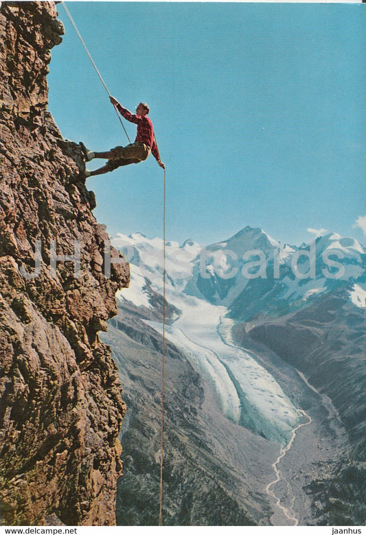 Abseilpartie am Piz Albris mit Berninagruppe und Morterarschgletscher - 1967 - Switzerland - used - JH Postcards