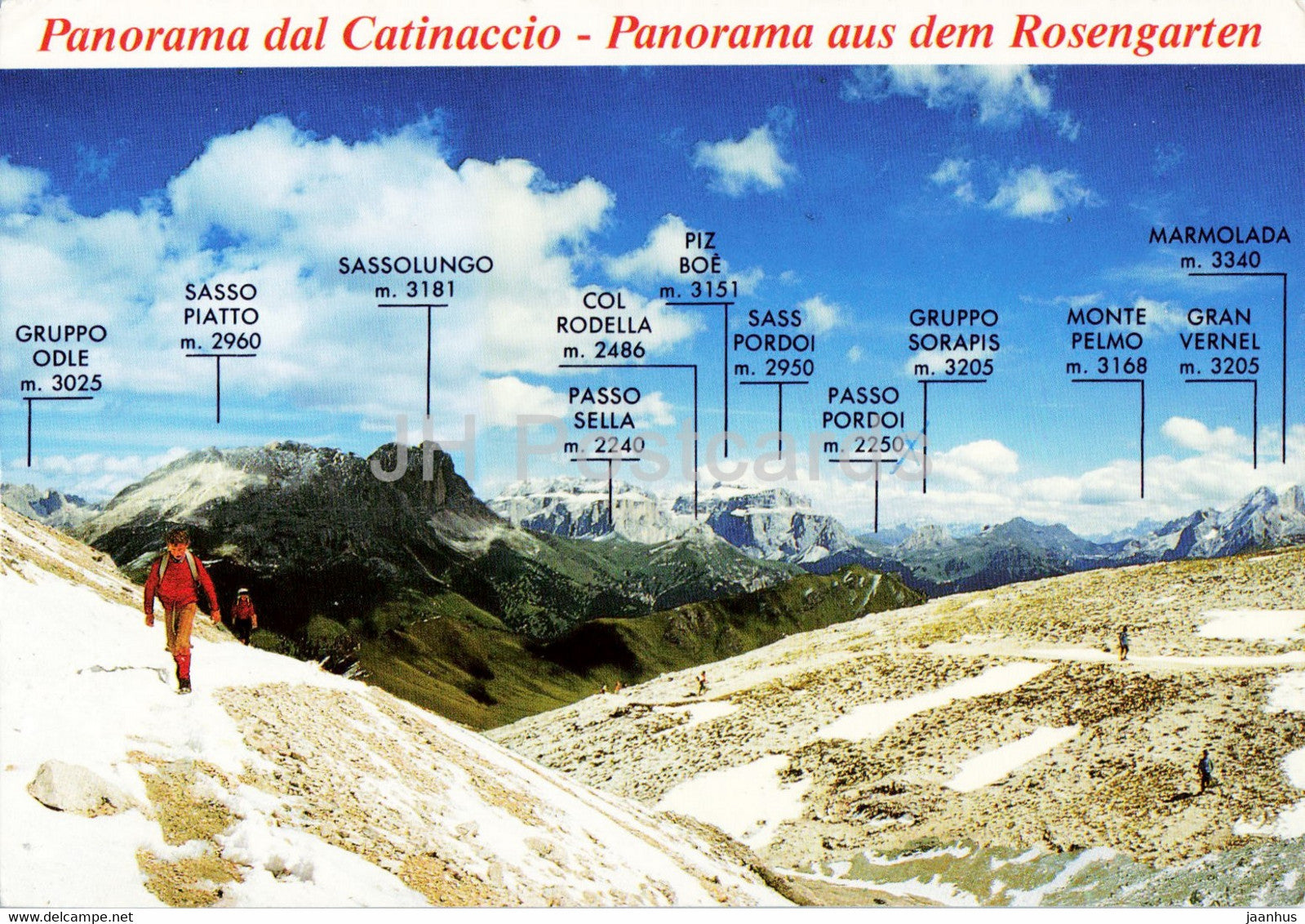 Panorama dal Catinaccio - Panorama aus dem Rosengarten - 1992 - Italy - used - JH Postcards