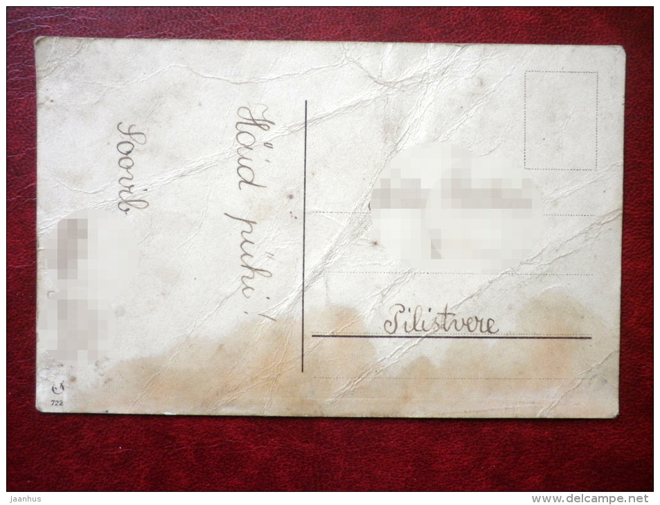 Christmas Greeting Card - apples - champagne - nuts - decorations - 1920s-1930s - Estonia - used - JH Postcards