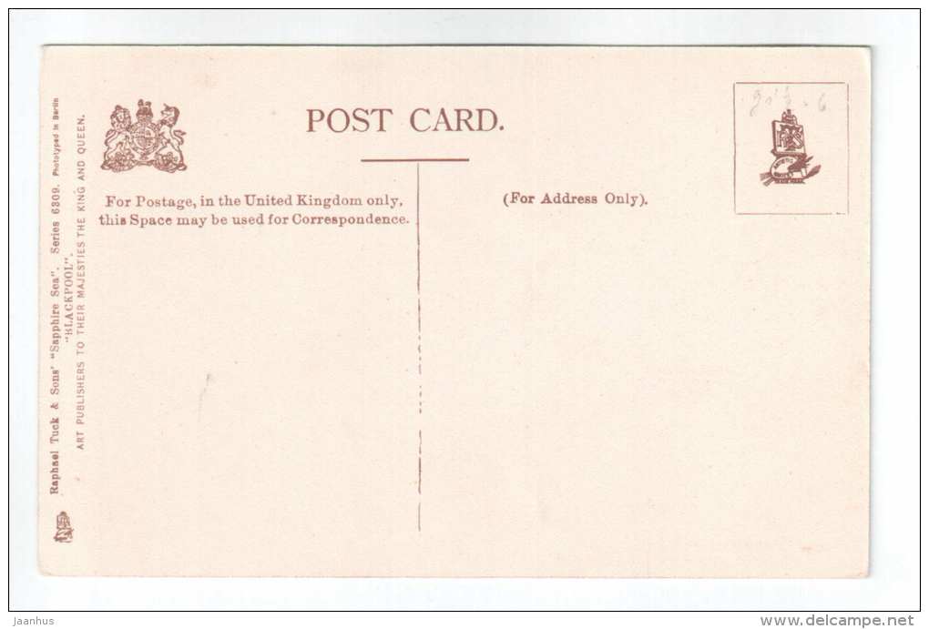 Rough Sea off Blackpool - sailing boat - England - UK - old postcard - unused - JH Postcards